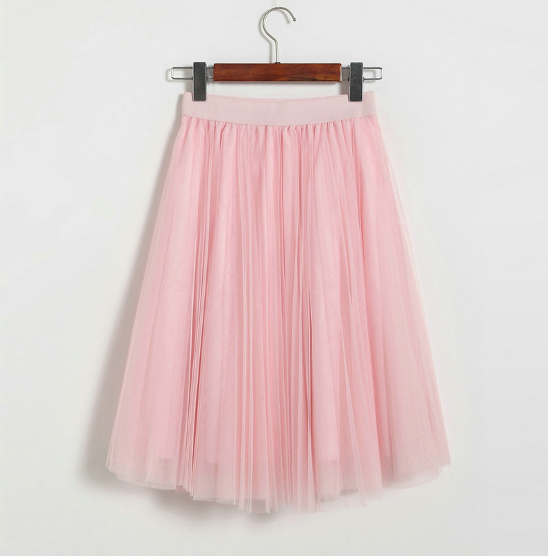 Pleated Midi Skirt Summer Ladies Casual Slim Beach Skirts - Pink