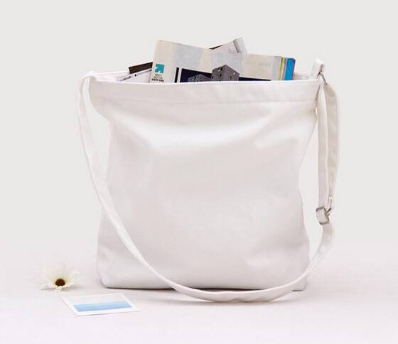 New Solid Canvas Handbag Shoulder Bag - White