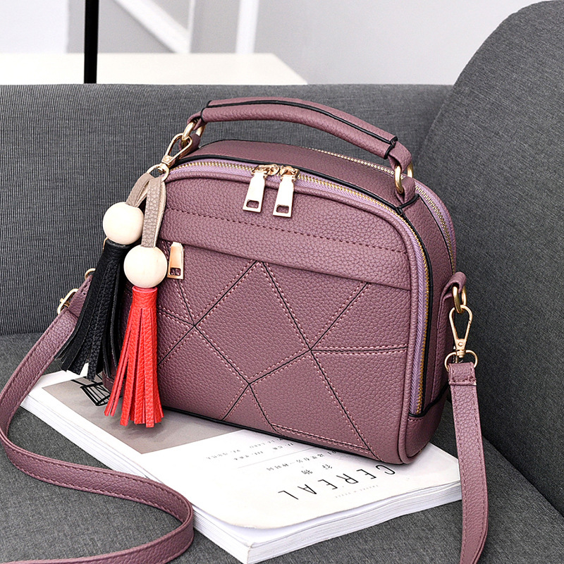 Small Fashion Tassels Shoulder Messenger Bag - Purple