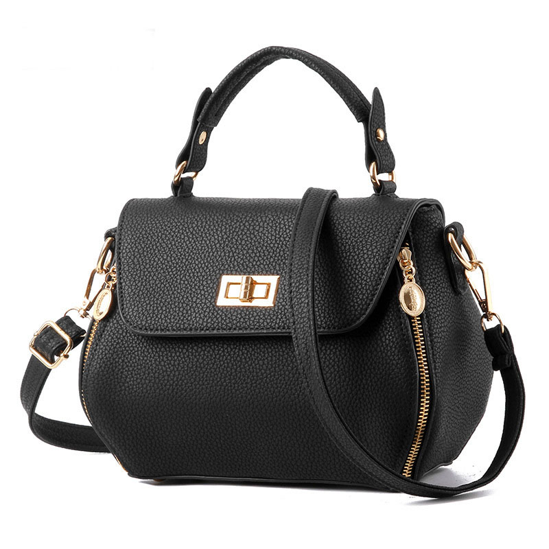 Small Women Messenger Bags Female Crossbody Shoulder Bag Mini Clutch Purse Bag Candy Color - Black