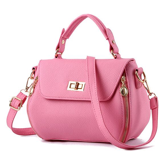 Small Women Messenger Bags Female Crossbody Shoulder Bag Mini Clutch Purse Bag Candy Color - Pink
