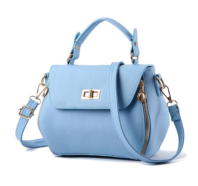 Small Women Messenger Bags Female Crossbody Shoulder Bag Mini Clutch Purse Bag Candy Color - Sky Blue