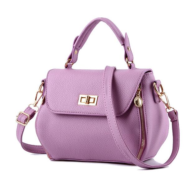 Small Women Messenger Bags Female Crossbody Shoulder Bag Mini Clutch Purse Bag Candy Color - Purple