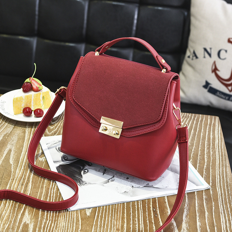 Design Women Leather Small Bag Shoulder Messenger Mini Handbag - Wine Red