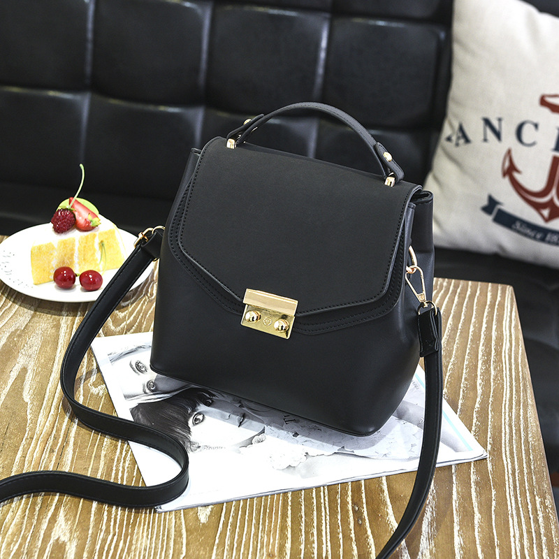 Design Women Leather Small Bag Shoulder Messenger Mini Handbag - Black
