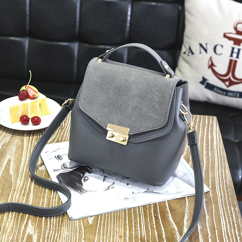 Design Women Leather Small Bag Shoulder Messenger Mini Handbag - Grey