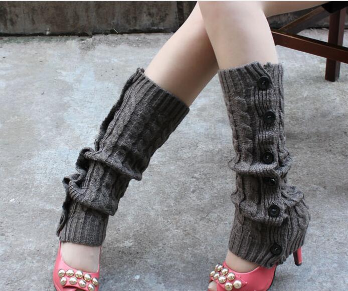 Winter Knitted Leg Warmers Accessories for Women - Dark Gray