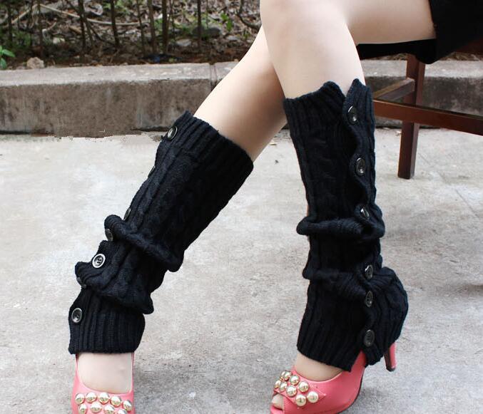 Winter Knitted Leg Warmers Accessories for Women - Black