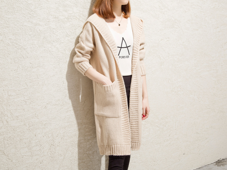 New Autumn Winter Long Sleeve Loose Casual Sweater Coat Cardigan Coat Women Outwear - Beige
