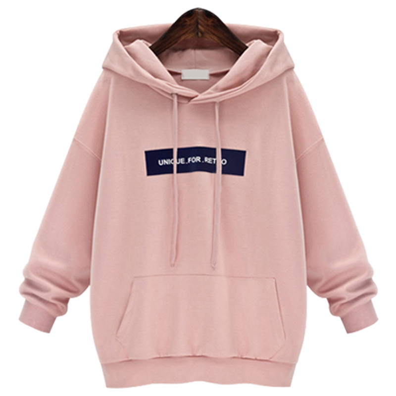 New Loose Autumn Women Casual Long Sleeved Hooded Shirt - Pink