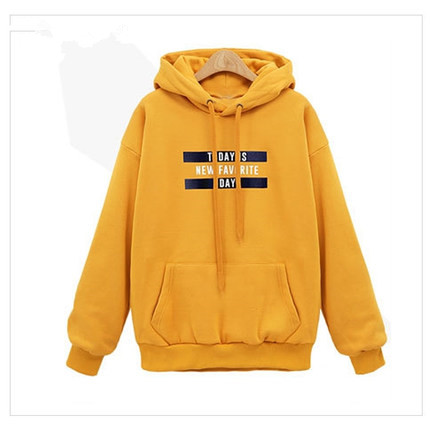 Loose Autumn Women Casual Long Sleeved Hooded Shirt - Yellow