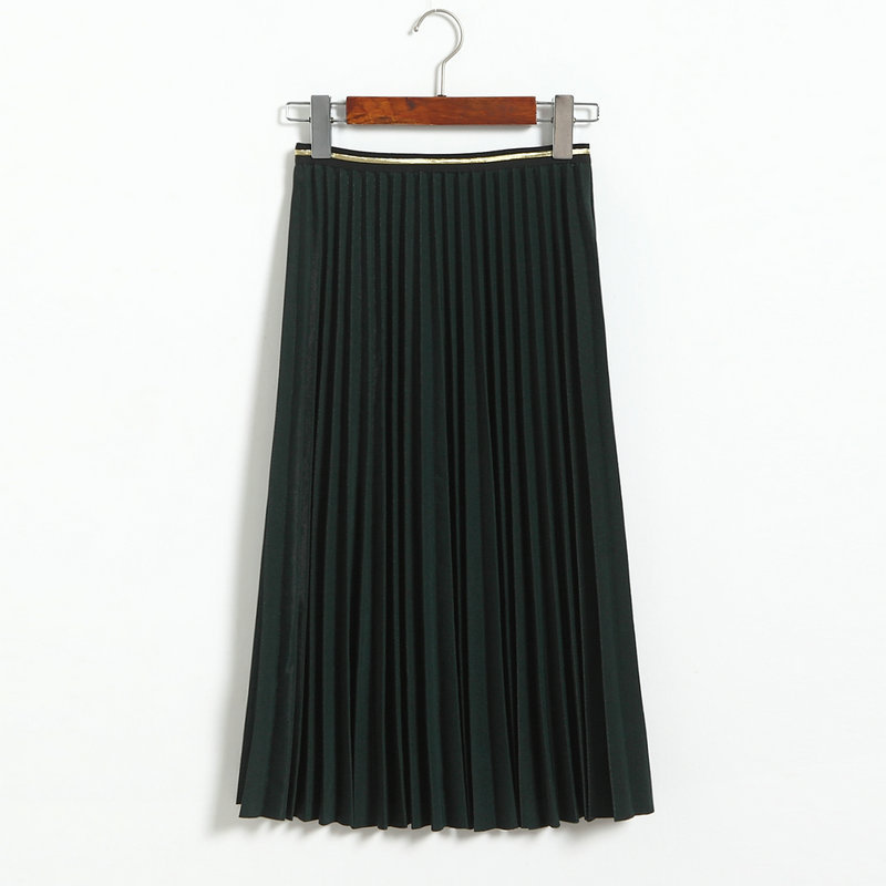 Fshion Women Pleated Skirt - Dark Green