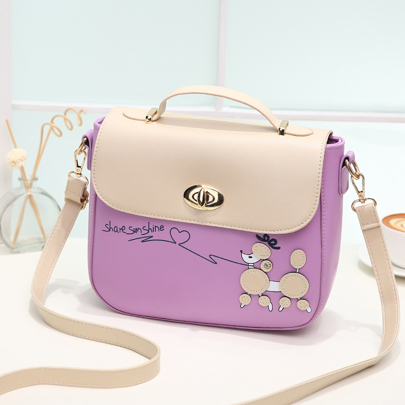 Sweet Pu Leather Handbag Shoulder Bag - Purple
