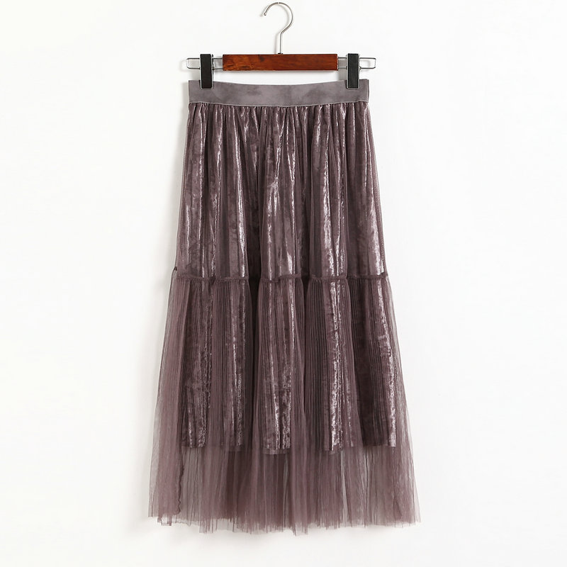 Fashion Women Casual Gauze A Line Skirt - Purple