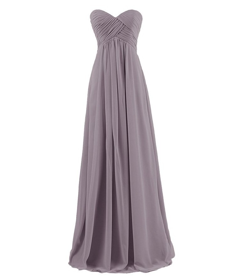Strapless Plus Size Bridesmaid Dresses Long For Wedding Guests Sister Party Dress Chiffon Prom Dress - Grey