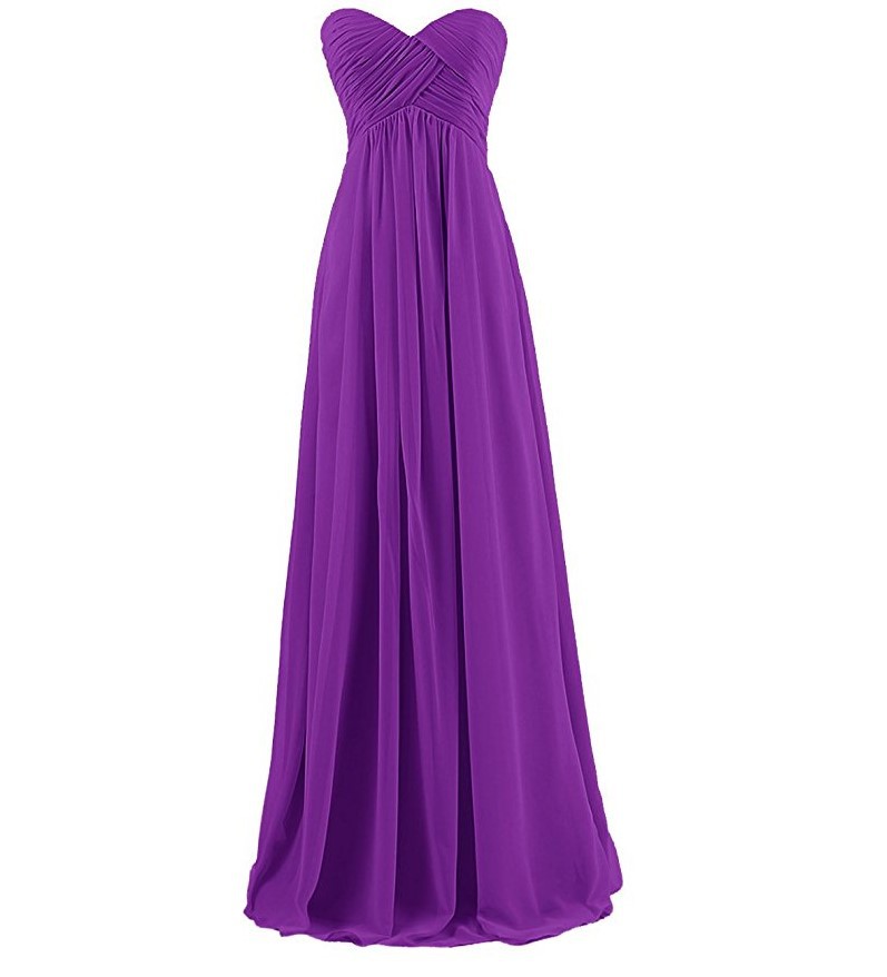Strapless Plus Size Bridesmaid Dresses Long For Wedding Guests Sister Party Dress Chiffon Prom Dress - Dark Purple
