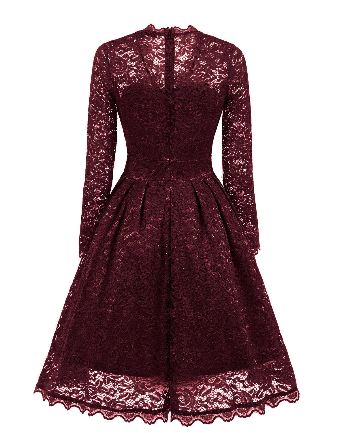 Red V-neck Floral Lace A-line Short Dress With Long Sleeves , Homecoming  Dress, Cocktail Dresses, Gr on Luulla