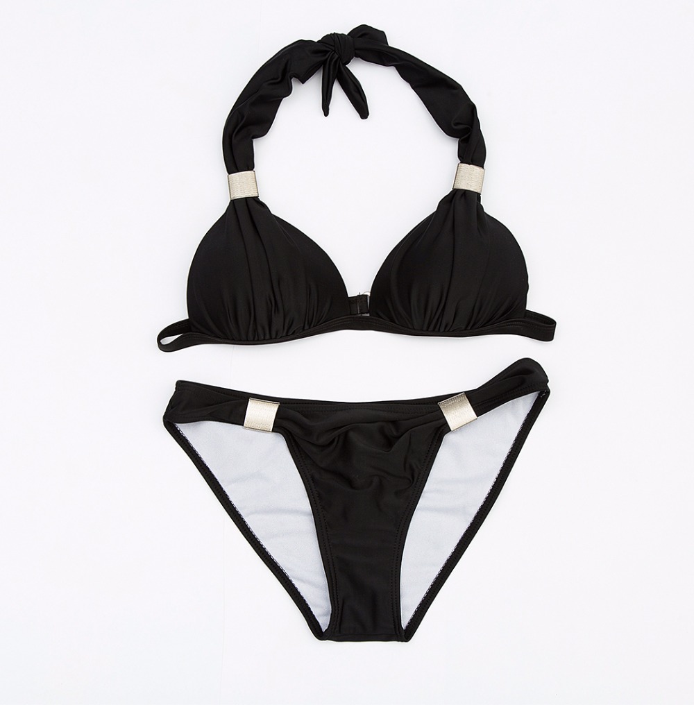 Sexy Swimsuit Women Bandage Bikini Set Beachwear Bathing Suits - Black