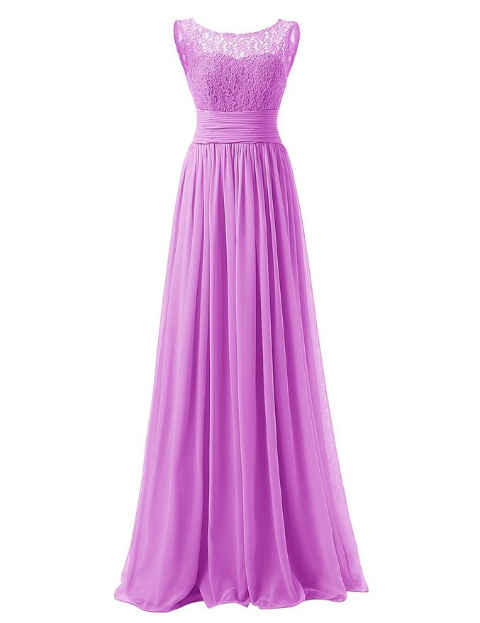 Elegant Long Evening Dresses Women Bridesmaid Wedding Party Dress - Purple