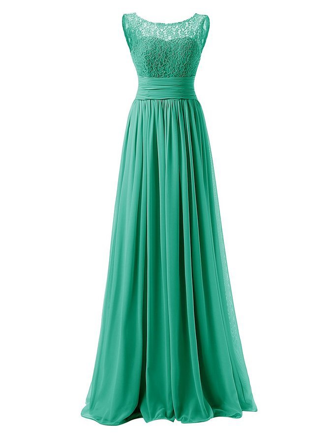Elegant Long Evening Dresses Women Bridesmaid Wedding Party Dress - Green