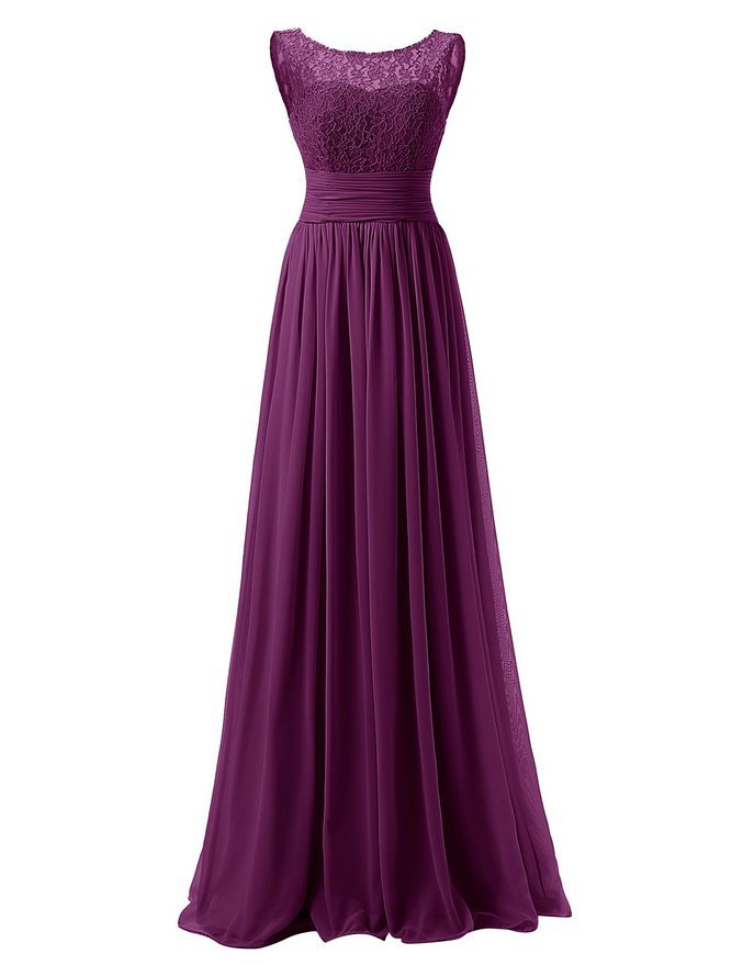 Elegant Long Evening Dresses Women Bridesmaid Wedding Party Dress - Dark Purple