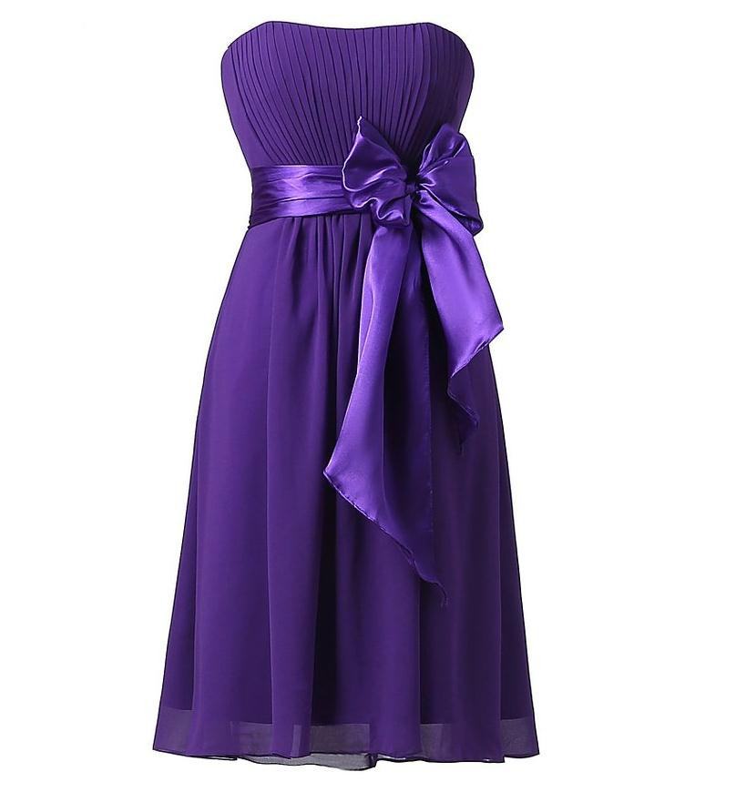 Sweet Bow Chiffon Bridesmaid Party Dress - Dark Purple