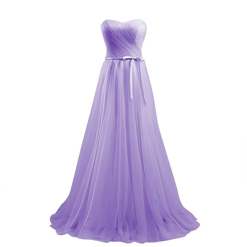 Off Shoulder Sweetheart Tulle Bridesmaid Dress Wedding Party Gown - Purple