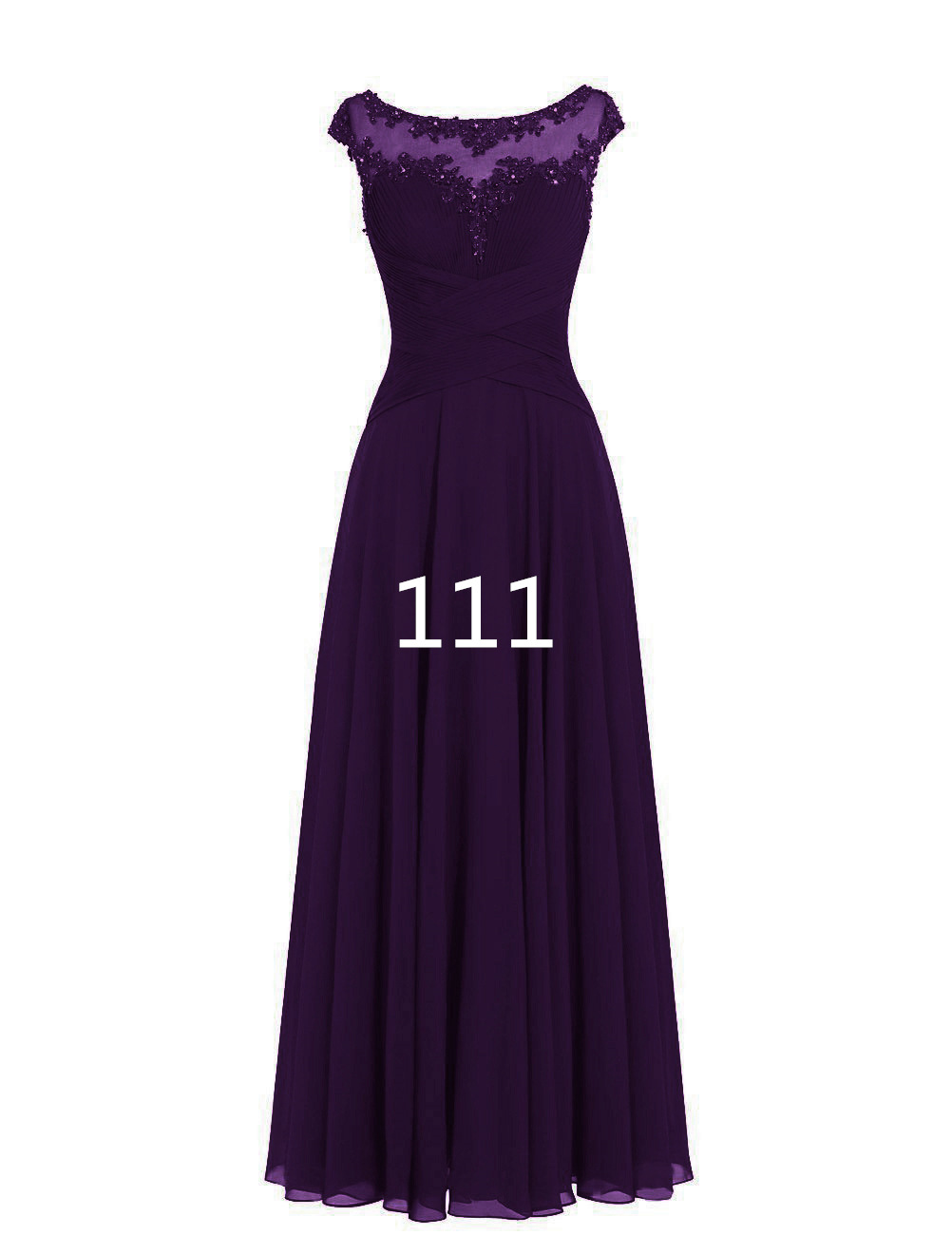 Women Sleveless Embroidered Chiffon Bridesmaid Dress Long Party Pageant Wedding Formal Dress - Dark Purple