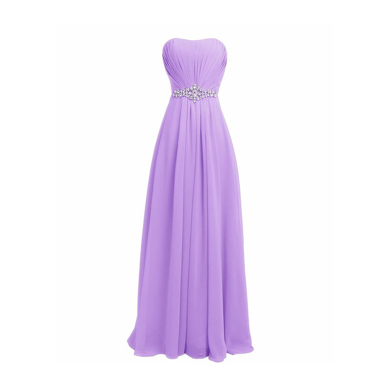 Fashion Long Chiffon Prom Dress With Beadings Bridesmaid Dresses Party Dress - Purple