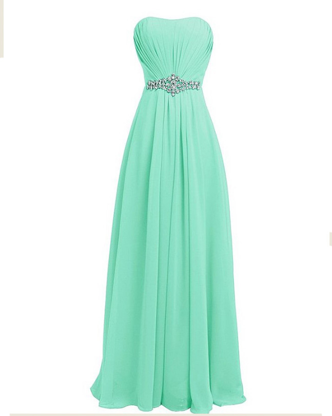 Fashion Long Chiffon Prom Dress With Beadings Bridesmaid Dresses Party Dress - Light Green