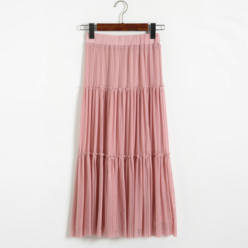 Women Pleated A-line Skirt - Pink