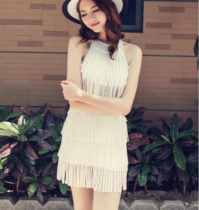 Tassels One Piece Swimsuit White on Luulla