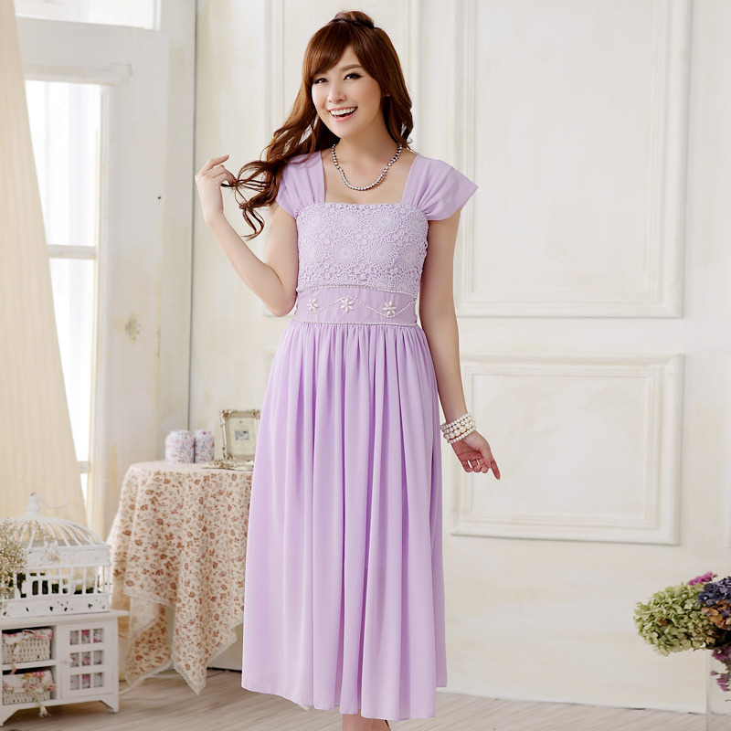 Top Selling Evening Dress Sleeveless Chiffon Wedding Bridesmaid Dress - Purple