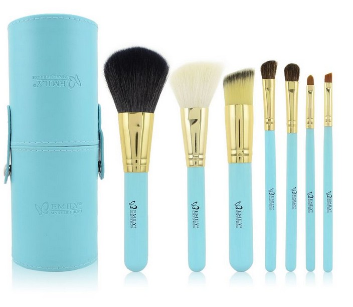 7pcs Blue Goat Makeup Brushes Set