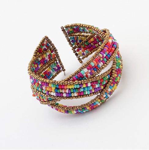 Eaded / Beads Cuff Bracelet - Unique Design, Vintage, Work Bracelet Screen Color For Party / Gift / Valentine