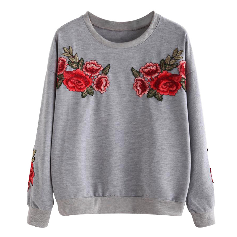 Autumn Round Collar Long-sleeved Loose Women Tops Pullover Print Shirts