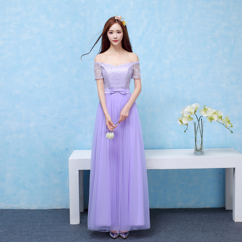 Bridesmaid Dresses Long Prom Style Fashion Women Wedding Party Dress - Purple