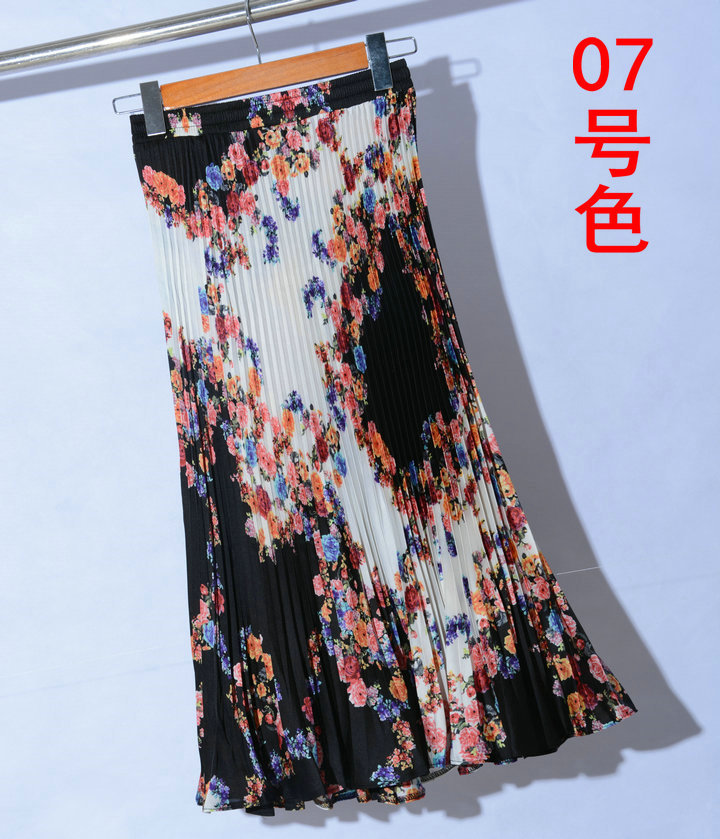 Summer Chiffon Print Pleated Long Skirt