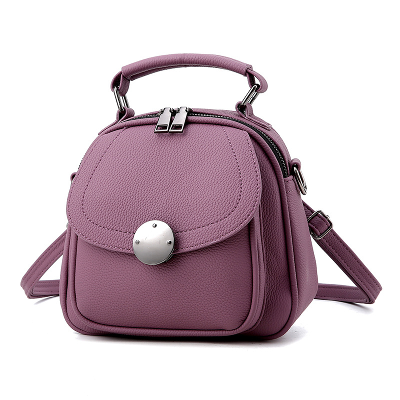 Cute Backpack Small Bag School Mini Girls Women Leather Shoulder Bag - Purple