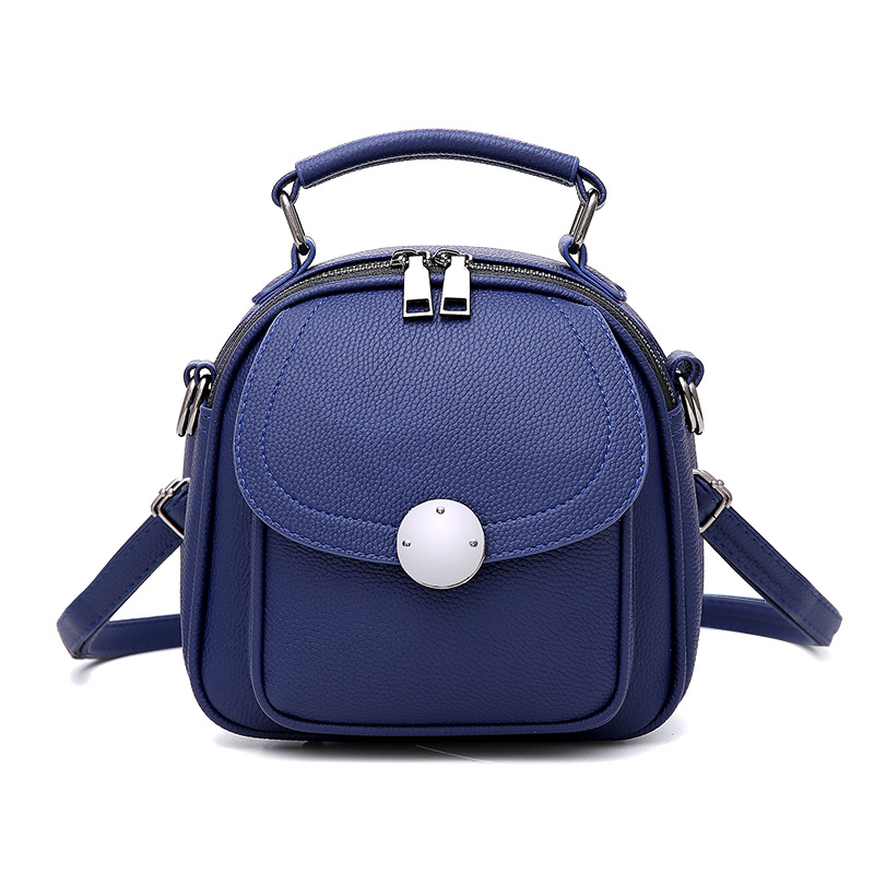 Cute Backpack Small Bag School Mini Girls Women Leather Shoulder Bag - Blue