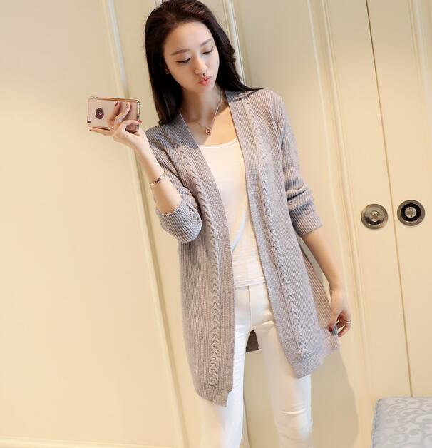 Solid Women Long Cardigan Sweater - Grey