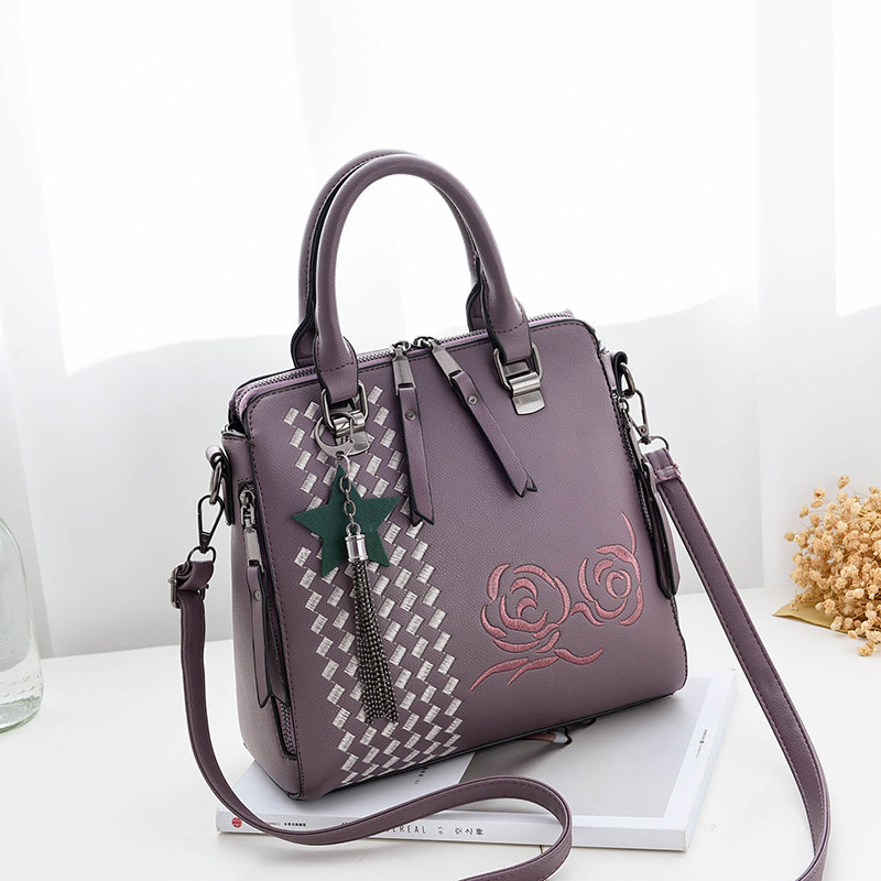 Flower Style Women Fashion Handbag Crossbody Shoulder Bag - Purple