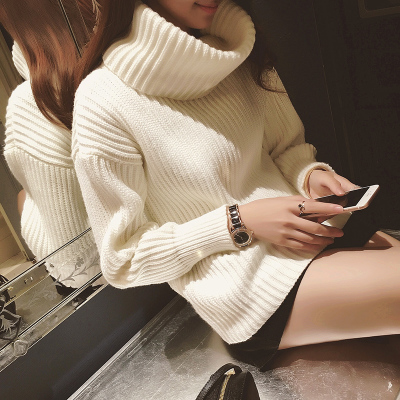 Women's Long-sleeved High Collar Knit Sweater