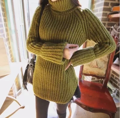 Fashion Autumn Sweater High Collar Slim Knit Pullover Women Sweater