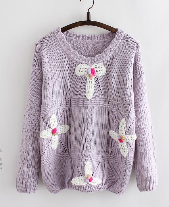 Sweet Flower Knitting Head Sweater