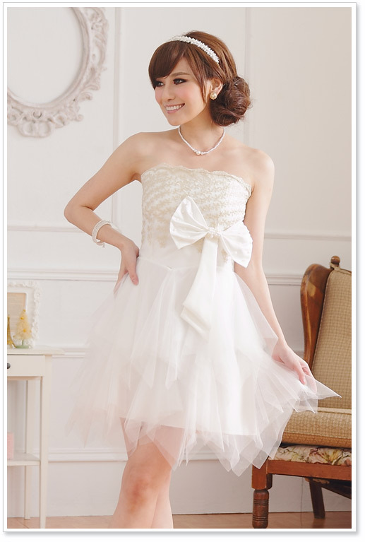 Cute Strapless Mini Evening Party Dress Wedding Bridesmaid Dress