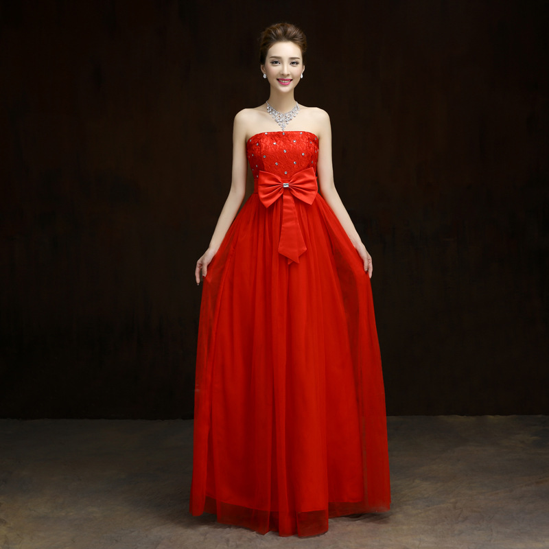 Elegant Bow Long Evening Dress,beaded Prom Dress,formal Dress - Red