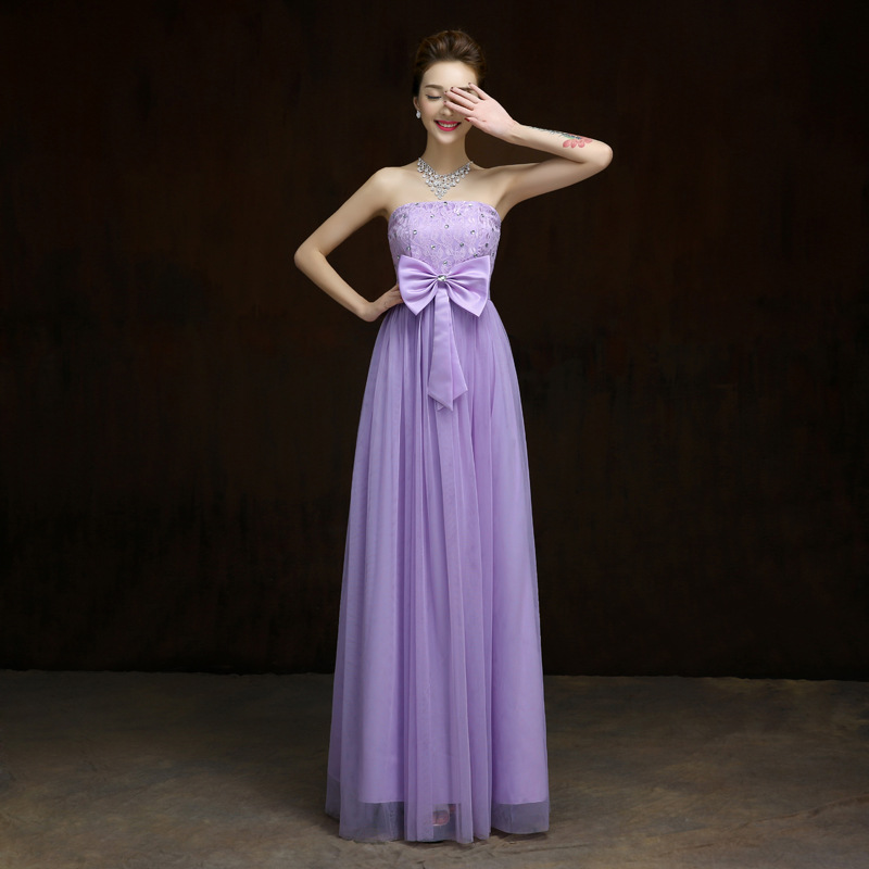 Elegant Bow Long Evening Dress,beaded Prom Dress,formal Dress - Purple
