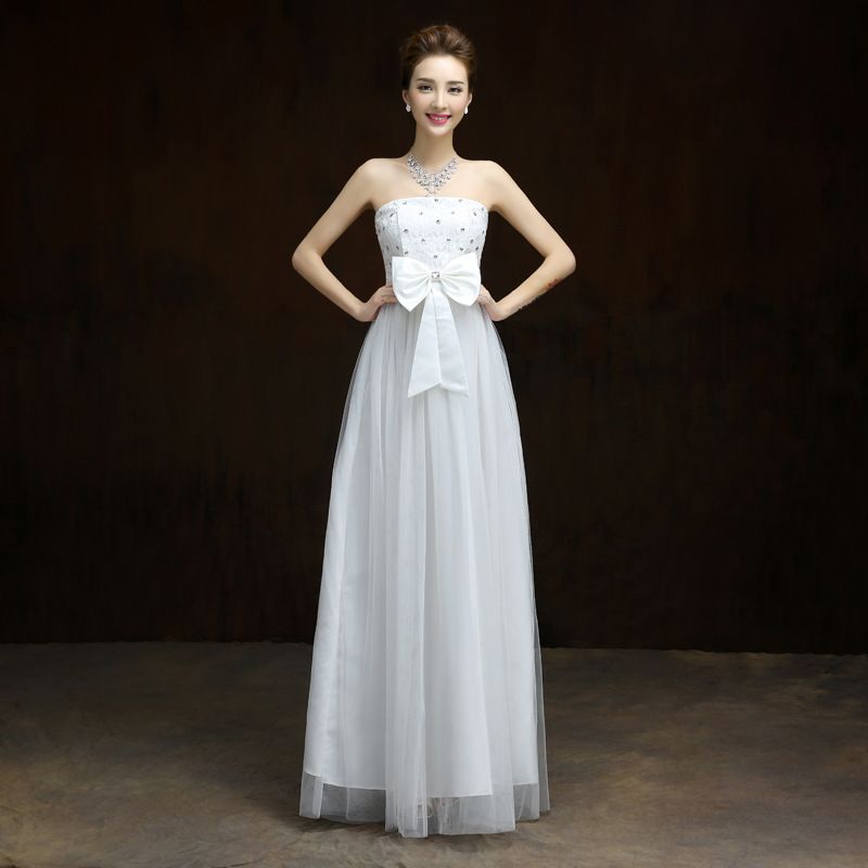 Elegant Bow Long Evening Dress,beaded Prom Dress,formal Dress - White