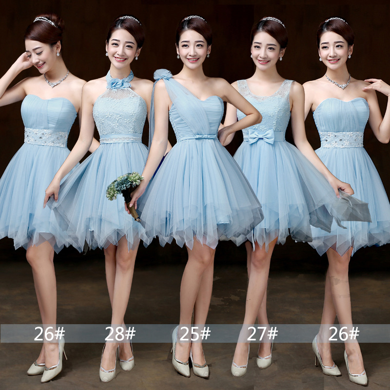 Bridesmaid Dress, Mini Prom Dresses ,beading Dress ,evening Dress ,formal Dress - Sky Blue